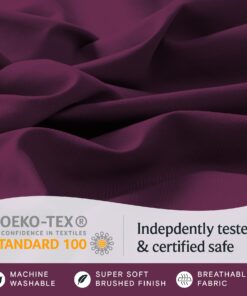 LuxClub 6 PC Full Sheet Set, Rayon Made from Bamboo Bed Sheets, Deep Pockets 18" Eco Friendly Wrinkle Free Cooling Bed Sheets Machine Washable Hotel Bedding Silky Soft - Eggplant Full 13 71KsF9tZAEL
