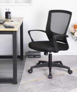 Ergonomic Office Chair Cheap Desk Chair Mesh Computer Chair with Lumbar Support Arms Modern Cute Swivel Rolling Task Mid Back Executive Chair for Women Men Adults Girls,Black Black 40 71KsM2fk6NS 4