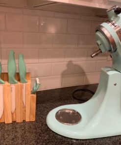 Ceramic Knife Set with Block - Chef Knife, Utility Knife, Paring Knife Rust Proof Sharp Turquoise Kitchen Knife Set with Wood Block and Fruit Peeler 43 71KsVa7fDgL 1