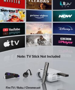 Mini Projector, CLOKOWE 2023 Upgraded Portable Projector with 9000 Lux and Full HD 1080P, Movie Projector Compatible with iOS/Android Phone/Tablet/Laptop/PC/TV Stick/Box/USB Drive/DVD/Game Console 36 71KtrCUbW1L