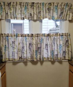 No. 918 Hoot Owl Print Semi-Sheer Rod Pocket Kitchen Curtain Valance, 56" x 14", Mocha Mocha Brown 56 in x 14 in 39 71KtwLhss5L