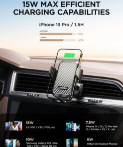 Alternative view of Wireless Car Charger, JOYMASS 15W Fast Charging Auto Clamping Car Charger Cell Phone Holder Mount Vent for iPhone 15 14 13 12 Mini Pro Max 11 XR XS X, Samsung Galaxy S23 Ultra S22 S21+ Note 20, etc BLACK