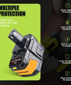 VINIDA 2Pack 18V 9.0Ah High Capacity Replacement for Ryobi 18V Battery Lithium P108 P105 P102 P103 P107 P109 P104 P122 Cordless Tools Battery Pack 10 71KvJcERBgL