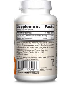 Jarrow Formulas Zinc Balance 15 mg - 100 Servings (Veggie Caps) - Includes Copper - Essential Mineral for Immune System Support - Immune Support Supplement - Gluten Free Zinc Copper Supplement - Vegan 31 71KvihtEdaL