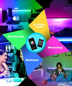 AILBTON Led Strip Lights,60ft Music Sync Color Changing, Built-in Mic,Bluetooth App Control LED Tape Lights with Remote,5050 RGB Rope Light Strips 60FT 22 71Kx7kxt5kL