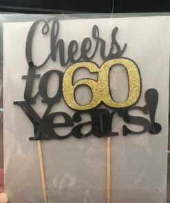 LVEUD Black Font Golden Numbers Cheers to 60 Years Happy Birthday Cake Topper -Wedding,Anniversary,Birthday Party Decorations (60th) 23 71KxyjPHO L