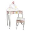 Fantasy Fields - Princess & Frog Kids Vanity Table and Stool Set , 1 drawer, Gift for Kids, White Pink, Crown 47 71KyyKJs3bL 3