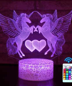 Hyodream Unicorn Lamp,Unicorn Night Light Kids Night Light,16 Colors with Remote 3D Optical Illusion Kids Lamp as a Pefect Gifts for Boys and Girls on Birthday or Holiday (Unicorn)