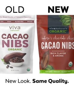 Viva Naturals Organic Cacao Nibs, 2 lb Bag (907g) - Keto Friendly and Vegan Unsweetened Chocolate Chip Substitute, Perfect for Gluten Free Baking, Cacao Nib Smoothies and More, Non-GMO and Gluten Free 2 Pound (Pack of 1) 21 71L yI2EfDL