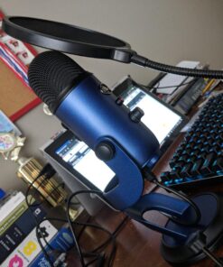 Aokeo Professional Microphone Pop Filter Mask Shield For Blue Yeti and Any Other Microphone, Mic Dual Layered Wind Pop Screen With A Flexible 360° Gooseneck Clip Stabilizing Arm Black 36 71L1 n0j46L