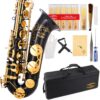 Glory Black/Gold B Flat Tenor Saxophone with Case,10pc Reeds,Mouth Piece,Screw Driver,Nipper. A pair of gloves, Soft Cleaning Cloth 25 71L1c7ea6hL