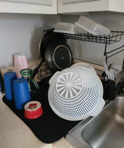 Envision Home Dish Drying Mat for Kitchen, Absorbent, Reversible Microfiber Dish Mat, 18 Inch x 24 Inch, Black 432801 X-Large 24 71L1uJU9AZL