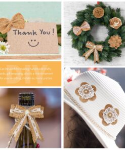 LEOBRO 24PCS Burlap Flowers, 8 Styles Natural Handmade Rustic Rose Flower Bowknot with Faux Pearls for DIY Craft Bouquets Home Wedding Christmas Party Decoration 23 71L38XV N2L