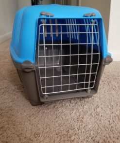 MidWest Homes for Pets Pet Carrier: Hard-Sided Dog /Cat Carrier, Small Animal Carrier in Blue, Dims 17.91 L x 11.5 W x 12 H for Tiny Dog Breeds, Perfect Dog Kennel Travel Carrier for Quick Trips 19-Inch "Toy" Dog Breeds 48 71L3agaiEnL