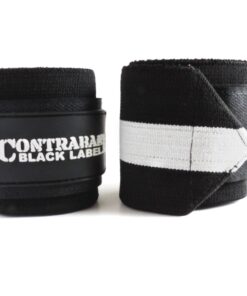Contraband Black Label 1001 Weight Lifting Wrist Wraps w/Thumb Loops (PAIR) - Competition Grade Wrist Support USPA Approved for Powerlifting, Bodybuilding, Strongman 18in Standard Length 2-Stripe Heavy (BLACK/WHITE) 14 71L3pE9sUL