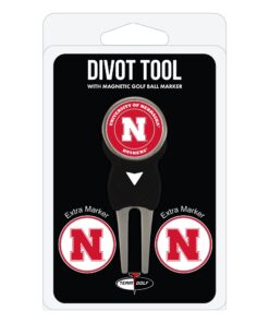 Team Golf NCAA Divot Tool with 3 Golf Ball Markers Pack, Markers are Removable Magnetic Double-Sided Enamel Nebraska Cornhuskers
