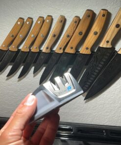 KitchenIQ 50009 Edge Grip 2-Stage Knife Sharpener, Black, Coarse & Fine Sharpeners, Compact for Easy Storage, Stable Non-Slip Base, Soft Grip Rubber Handle, Straight & Serrated Knives 48 71L5AFGyA4L