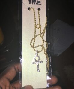 Fashion 21 Micro Pave Egyptian Ankh Cross Pendant 22 to 27 inches Various Chain Necklace Gold Tone 2mm 24" Rope Chain 21 71L5EUysOL