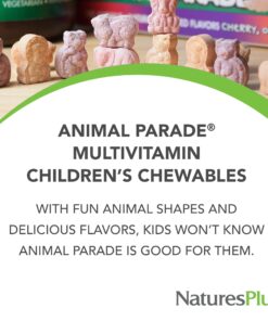 NaturesPlus Animal Parade Children's Chewable Multivitamin - Grape Flavor - 180 Animal-Shaped Tablets - Promotes Health & Well-Being - Vegetarian, Gluten Free - 90 Servings 180 Count (Pack of 1) 11 71L5vsxuvAL