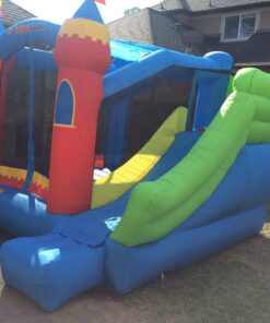 Bounceland Royal Palace Inflatable Bounce House, with Long Slide, Large Bouncing Area, Basketball Hoop and Sun Roof, 13 ft x 12 ft x 9 ft H, UL Strong Certified Blower, Castle Kids Party Theme With Blower 41 71L7qc58GHL