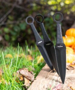 Perfect Point Throwing Knife Set – Set of 3 Throwers, Black Stainless Steel Blades and Black Cord Wrapped Handles, Includes Nylon Sheath, Well Balanced, Throwing Sport Knives – PP-869-3 5 71L9RZGGxhL