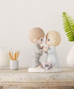 Precious Moments, Our Love Still Sparkles In Your Eyes, 25th Anniversary, Bisque Porcelain Figurine, 115911, Silver, Medium 12 71L9WezVUL