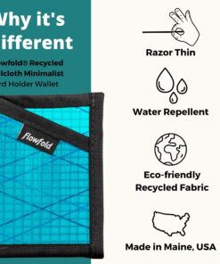 Flowfold Recycled Sailcloth Minimalist Card Holder Durable Slim Wallet Front Pocket Wallet, Card Holder Wallet Made in USA Cyan Sailcloth 11 71LAk63YeRL