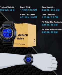 Alternative view of Aposon Mens Digital Sports Watch, Military Army Electronic Watches Running 50M 5 ATM Waterproof Sports LED 7 Colour Wristwatch Water Resistant with Stopwatch blue