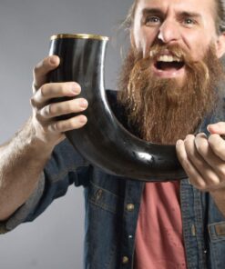 AleHorn Viking Horn Mug with Stand | Viking Drinking Horn Mug, Viking Cup | Handcrafted Tankard Mug, Viking Beer Mug | Viking Drinking Cup | Viking Mugs | Horn Cup - Viking Mug | Polished 20 oz XL - 20oz 30 71LF9p6wMyL