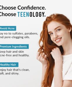 Teenology Shampoo for Teens - Avoid Forehead and Body Acne - No Sulfates or Parabens, Noncomedogenic, Natural Botanical Extracts, 16 oz. (Vanilla Almond) Vanilla Almond 12 71LHmWc81L