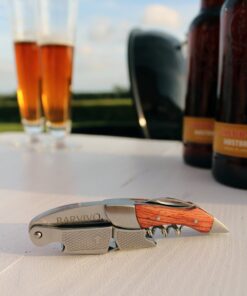 Barvivo Natural Rosewood Wine Opener with Foil Cutter Knife & Cap Remover, Double Hinged Manual Wine Key for Bartenders, Servers, Waiters, Stainless Steel Wine Bottle Opener Corkscrew 26 71LIPM1UI2L