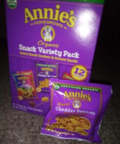 Annie's Homegrown Variety Organic Variety Pack, Cheddar Bunnies, Bunny Grahams & Cheddar Squares, 12 Pouches Crackers & Graham snacks 12 Piece Assortment 53 71LKMeelQDL