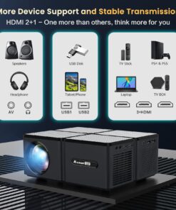 Projector wtih WiFi and Bluetooth 4K Supported - 680ANSI Outdoor Movie Native 1080P Projector with 300" Display & Zoom, MaxAngel Portable Home Theater Video Projector for Phone,TV Stick, PS5, Laptop black 27 71LKbRx76kL