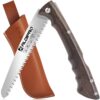 Folding Saw ALDIPRO Pruning Saw with Leather Sheath, Wenge Wood Handle, SK5 Steel Blade 7 Inch Small Saw, Safety Lock, Outdoor Portable Folding Hand Saw for Camping, Tree Trimming, Garden, Bushcraft Brown 9 71LL50COdL