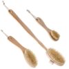 Dry Brushing Body Brush Set with 100% Natural Boar Bristles (Set of 3) | Skin Exfoliating Kit with Long Detachable Back Brush, Contour Body and Face Brushes | Lymphatic Drainage, Cellulite Treatment 45 71LMELc11dL