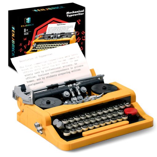 ENJBRICK Typewriter Building Set for Adults,Compatible with Legos Ideas Set,Collectible Retro Display Model Gift for Teens