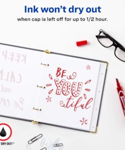 Alternative view of Avery Marks A Lot Permanent Markers, Large Desk-Style Size, Chisel Tip, Water and Wear Resistant, 12 Red Markers (08887)