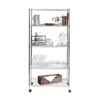 Seville Classics 5-Tier Steel Wire Shelving with Wheels, 30" W x 14" D, Chrome 5-Tier, 30" W x 14" D Silver 28 71LMm6uxuNS