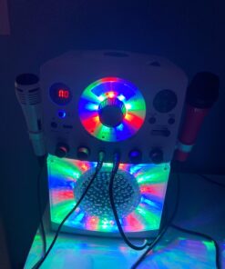 Singing Machine Portable Karaoke Machine for Adults & Kids with Wired Microphone, White - Built-In Speaker, Bluetooth with LED Disco Lights - Karaoke System with CD+G Player & USB Connectivity 24 71LNXnz7E8L
