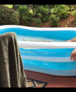 Intex 56483EP Inflatable 8.5' x 5.75' Swim Center Family Pool for 2-3 Kids, Backyard Splash Pool for Children 6+ Years Old, 198-Gallons, Blue & White Family Swim Center 41 71LNrSqucYL 1