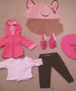 Dress Along Dolly 6pc Rainy Day 18" Doll Outfit- American Clothes & Accessories Set Includes Raincoat, Umbrella, Boots, Hat, Pants & Shirt- Perfect Holiday Girl Gift Set for Less 35 71LNtGewEmL