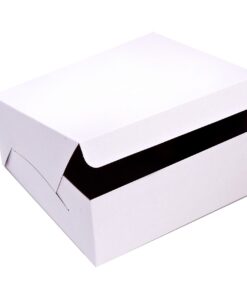 SafePro 10103, 10x10x2.5-Inch Cardboard Cake Boxes, Take Out Disposable Paper Cake Pie Containers, Wholesale White Bakery Box (50) 50