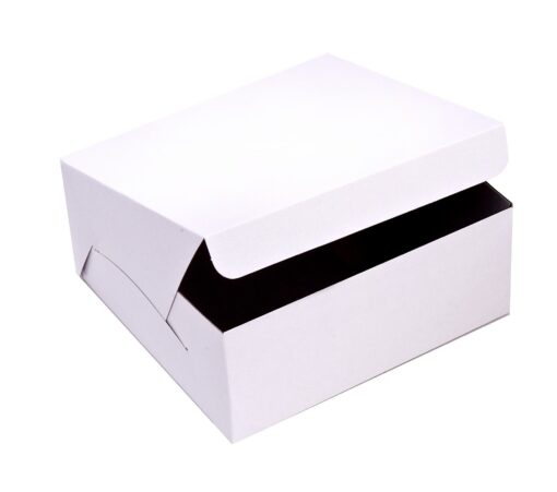 SafePro 10103, 10x10x2.5-Inch Cardboard Cake Boxes, Take Out Disposable Paper Cake Pie Containers, Wholesale White Bakery Box (100) 100