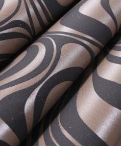 Q QIHANG Modern Abstract Curve 3D Wallpaper Roll Mural Papel De Parede Flocking for Striped Black Brown Color Unpasted Living Room Wall Paper 0.7m x 8.4m=5.88㎡ 31 71LODi7M5oL