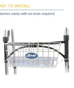 Drive Medical 10200B Walker Basket with Plastic Cup Holder, White 28 71LOPGe9 L