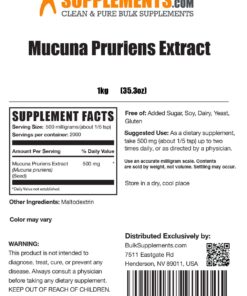 BULKSUPPLEMENTS.COM Mucuna Pruriens Extract - Herbal Supplements, Mucuna Pruriens Supplements, Mucuna Pruriens Powder - Vegan & Gluten Free, 500mg per Serving, 1kg (2.2 lbs) 2.2 Pound (Pack of 1) 8 71LOXoeNcUL 1