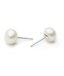 HinsonGayle Handpicked 8.0-8.5mm White Button Freshwater Cultured Pearl Stud Earrings (Silver) 8 71LPNk4bSQL