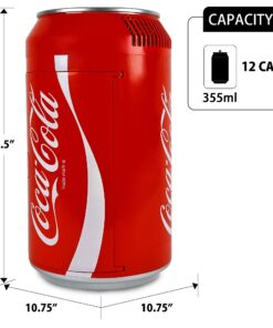 Coca-Cola 12 Can Portable Mini Fridge w/ 12V DC and 110V AC Cords, 10L (10.6 qt) Can Shaped Personal Cooler, Red, Travel Fridge for Drinks, Snacks, Lunch, Home, Office, Dorm Room, RV Coca Cola 15 71LPxCjJFhL