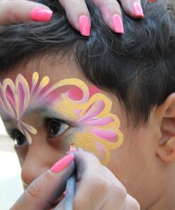 Mosaiz Facepaints Makeup Palette, Facepaint and Body Paint Set, Makeup Kit for Kids Party and Purim Costumes, Make up for Kids and Adults Professional, 18 Colors, 4 Metallic, 3 Brushes 30 Stencils 25 71LQcNuw5WS