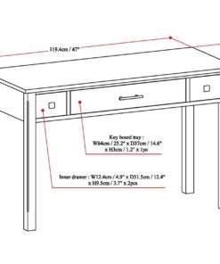 Alternative view of SIMPLIHOME Avalon SOLID WOOD Contemporary 47 Inch Wide Writing Office Desk in Dark Tobacco Brown, For the Office Desk, Writing Table, Workstation and Study Table
